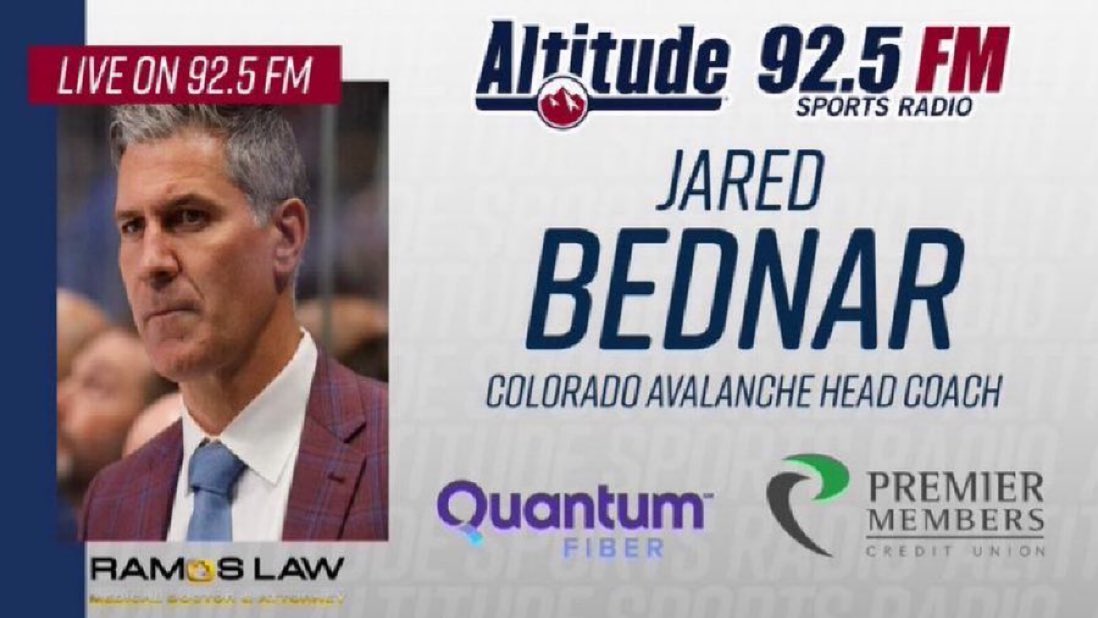 8AM on Altitude 92.5 FM: The Jared Bednar Show presented by @QNTMFiber & @PremierMembers Coach joins hours after a monster game 2 win where Alexandar Georgiev shined amid criticism and where his Avs defended with purpose #GoAvsGo