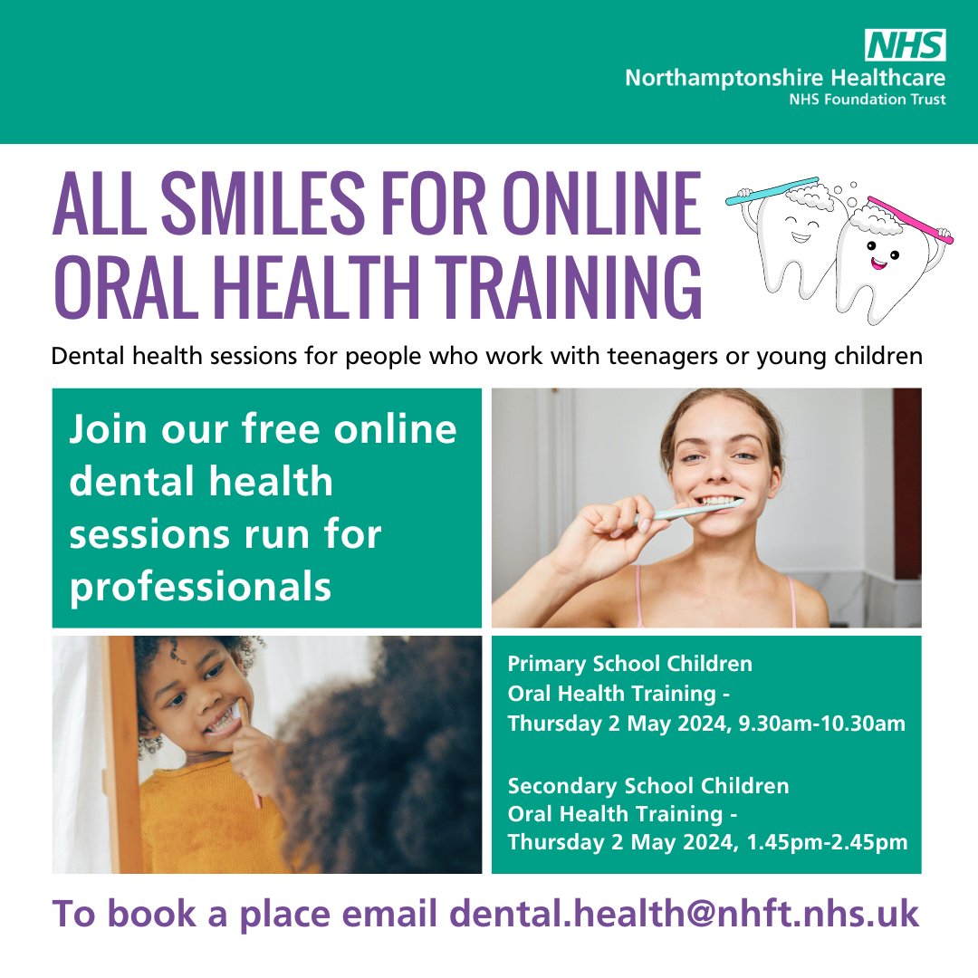 Do you work with teenagers or school aged young children? If so, join one of our FREE online dental health sessions on Thurs 2 May & learn more about how to help teenagers & children over 5 years old maintain good oral health. You’ll gain a certificate of attendance too!