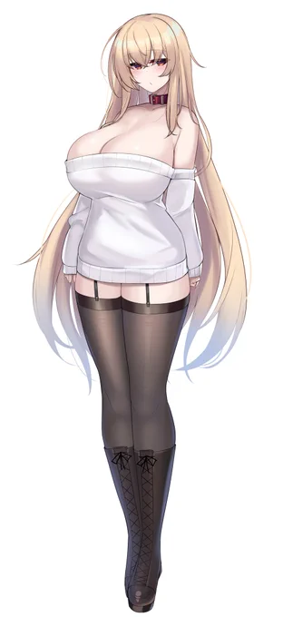 デフォ衣装というか普段着というかなベーシック首輪ちゃんポニテも対応 