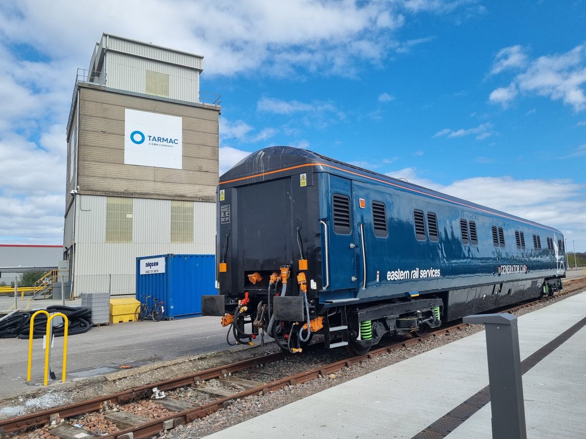 Former 'Nightstar' generator car 96371, now owned by Eastern Rail Services and adorning Caledonian Sleeper teal, as seen in the yard at Inverness earlier.