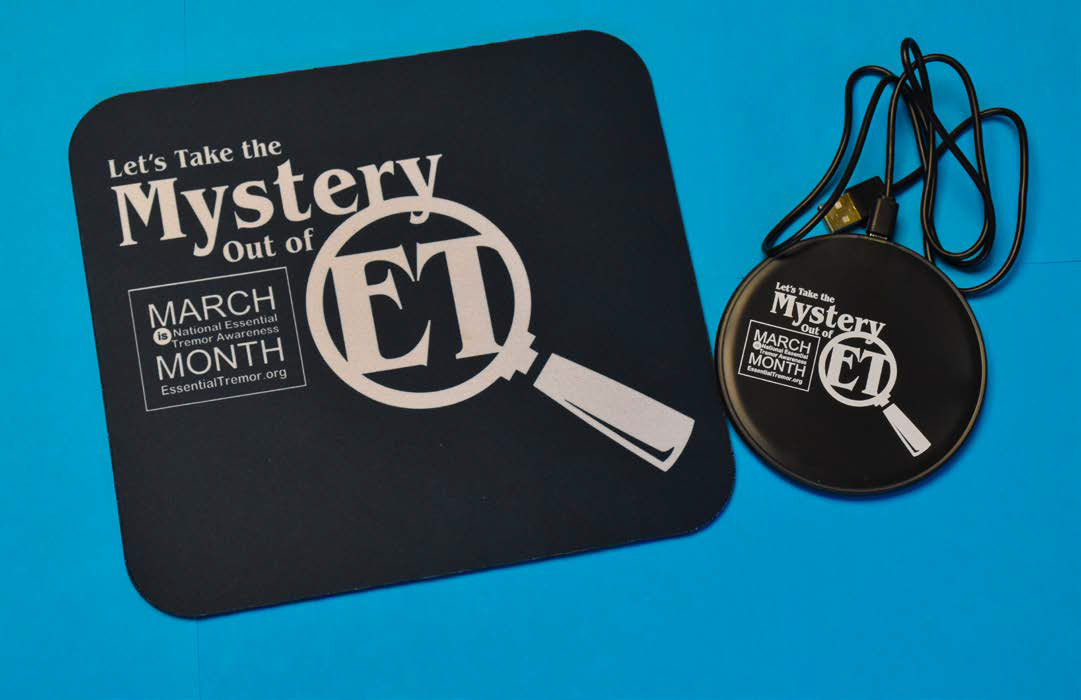 We still have some of these National Essential Tremor Awareness Month giveaway items. Donate $30 to receive the mouse pad. For a $50 donation we'll send you the wireless charging pad AND the mouse pad. bit.ly/3dJcB8l