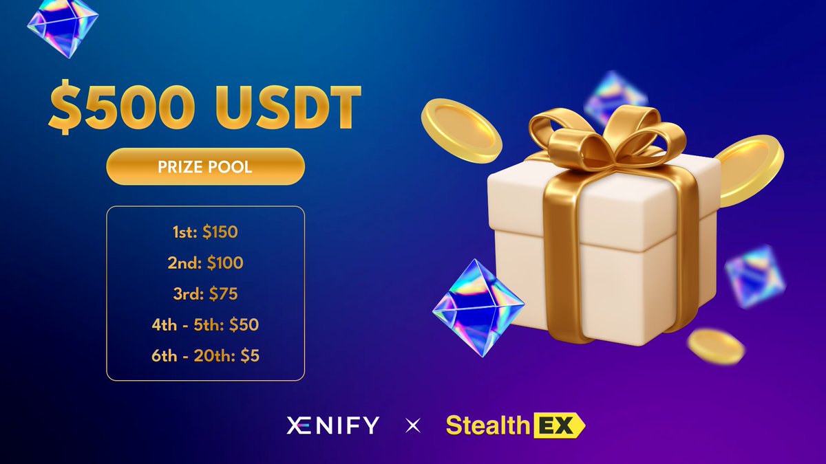 New @zealy_io sprint alert 🚨 🔥 Join @StealthEX_io and @xenify_io in this event get a chance to win $500 prize pool in #crypto 🥇 Complete the tasks on the platform and gain XP that will allow you to win $USDT (Polygon) 💰 End: May 24th! 👇 zealy.io/cw/stealthex