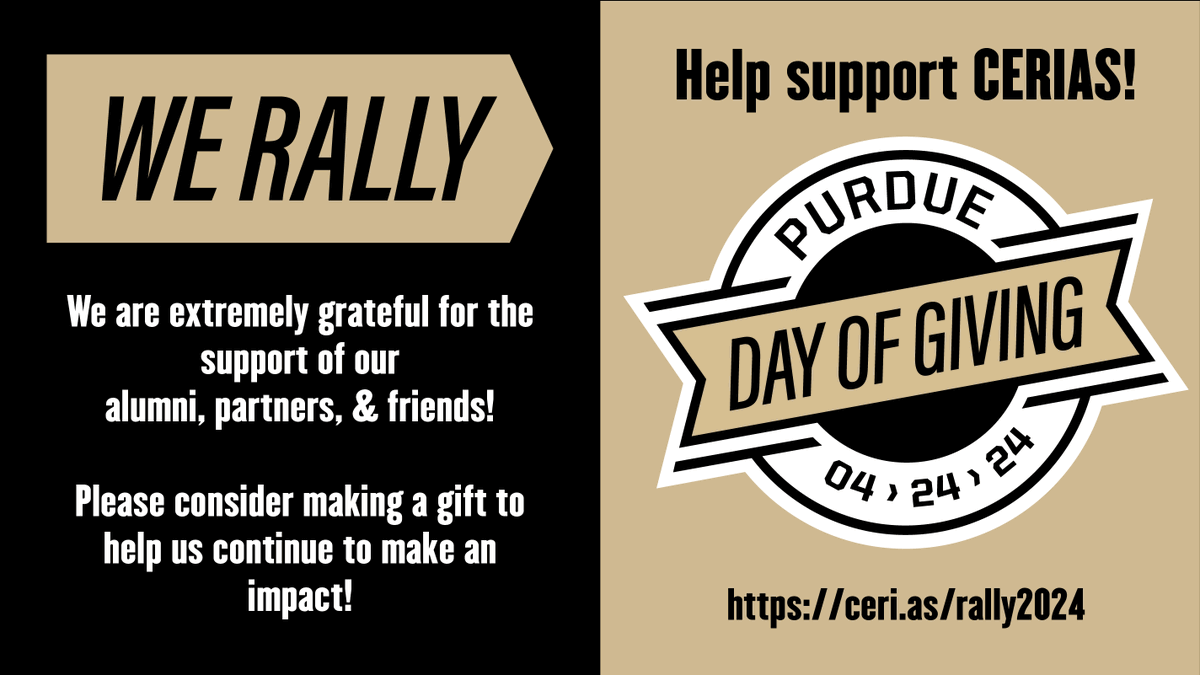 We appreciate the support of our alumni, partners, and friends! Please rally with us to continue making an impact in cybersecurity research! ceri.as/rally2024 #PurdueDayofGiving