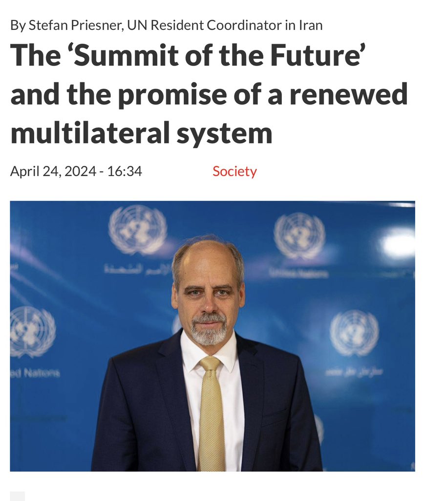 “The Summit of the Future and the promise of a renewed multilateral system” See my Op-Ed on the occasion of the International Day of Multilateralism & Diplomacy for Peace on Tehran Times today: tehrantimes.com/news/497603/Th…