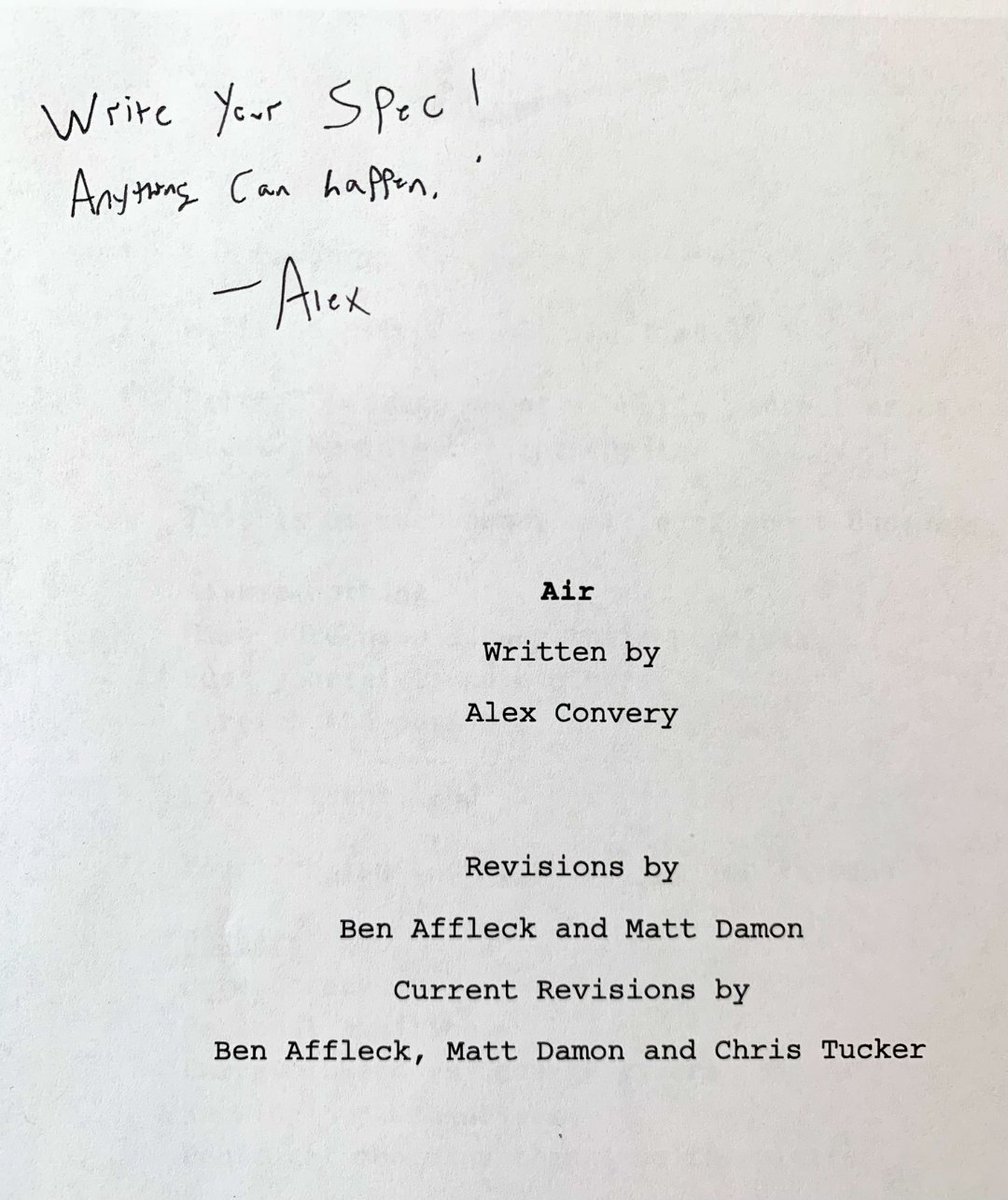 Today's Wednesday Words of Wisdom: 'Write your spec! Anything can happen.' Thanks for signing AIR, Alex! Make an appointment to read by visiting wgfoundation.org/library #wgfwwow