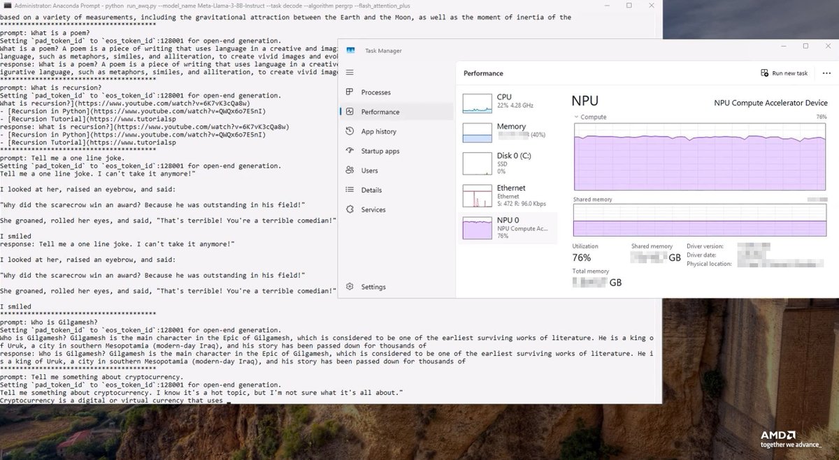 Llama 3 running on AMD Ryzen AI NPU 👀🦙🦙🦙