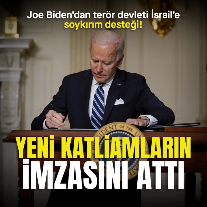 💥Bugün Gazze'de dünyanın gözünün için baka baka insanlığı en vahşi bir şekilde katleden, soykırım yapanlardan soykırım çamuru. 📌İsrail'e yeni bir soykırım destek paketi daha imzalayan ABD başkanı Joe Biden, 24 Nisan’da 1915 olayları için bu sene de aynı skandal 'soykırım'