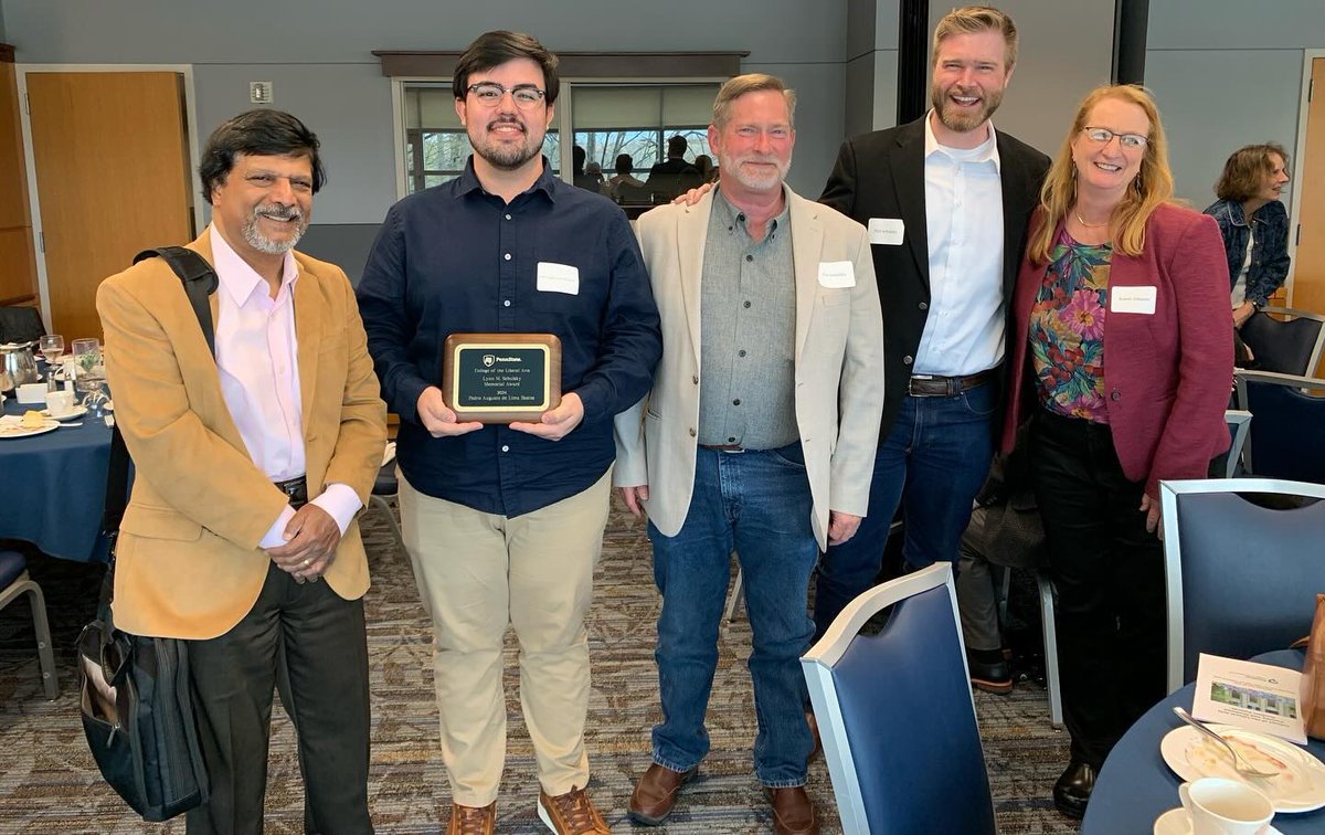pedroaugustolb's tweet photo. Today, I was announced as the winner of the Lynn M. Sebulsky Memorial Award. This college-level award recognizes a second-year graduate student who demonstrated high academic achievement and engagement. We are: Penn State! 💙🤍💙🤍 https://t.co/deOmzNRppi