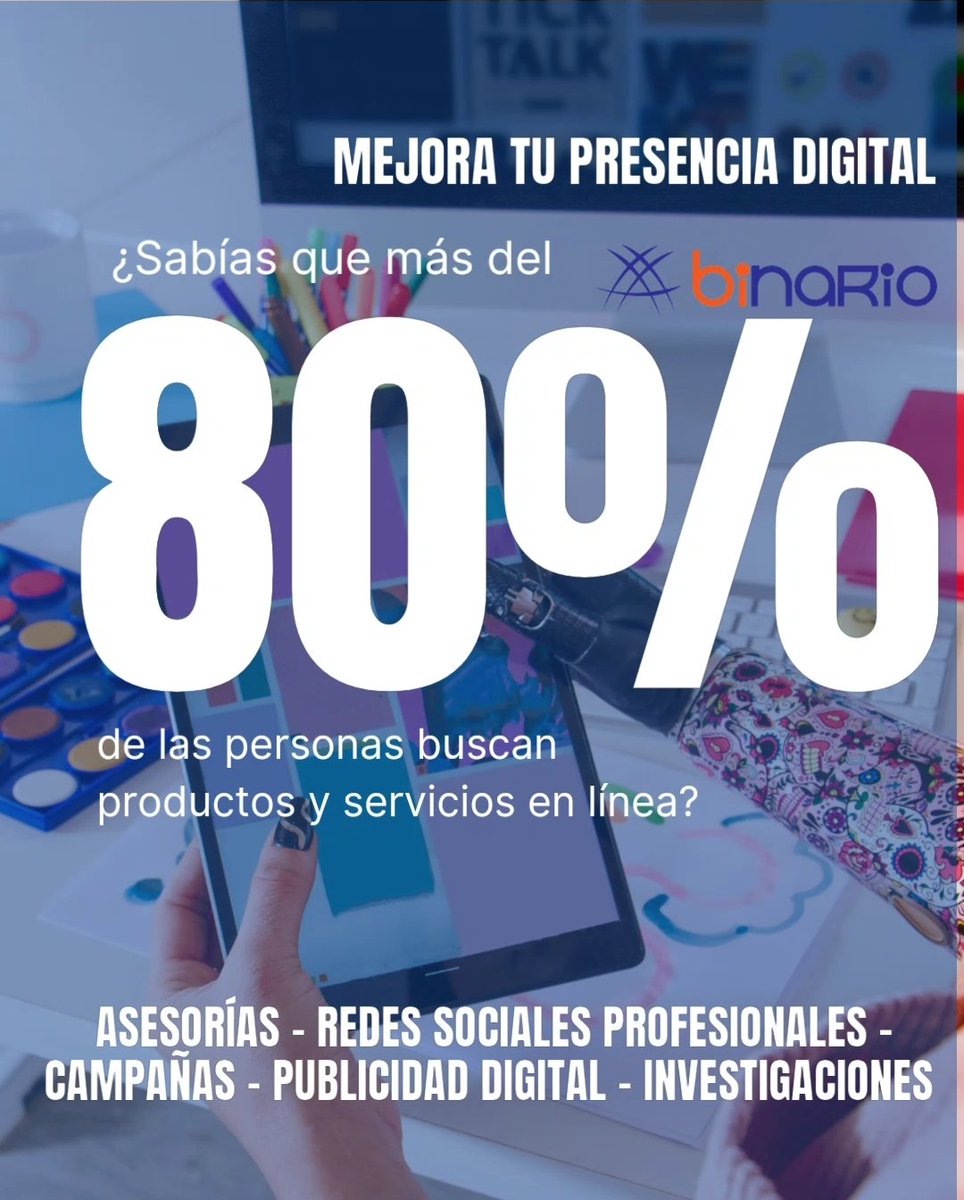 binariointl's tweet photo. ✨️¡Desata el poder de tu #PYME en el mundo #digital!
👩‍💻👨‍💻¿Sabías que más del 80% de las personas buscan #productos y #servicios en línea?
💯Tener una #presenciadigital sólida es crucial para el éxito de cualquier PYME hoy en día.
✨️¿Qué esperas para dar el salto?
#Venezuela https://t.co/jj1uwtYO6X