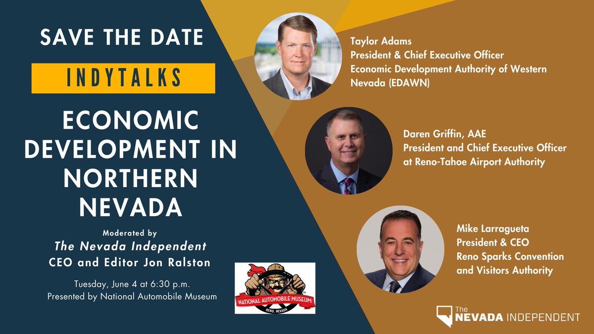 SAVE THE DATE: We're hosting a conversation with some of the top economic development leaders in Northern Nevada on June 4!