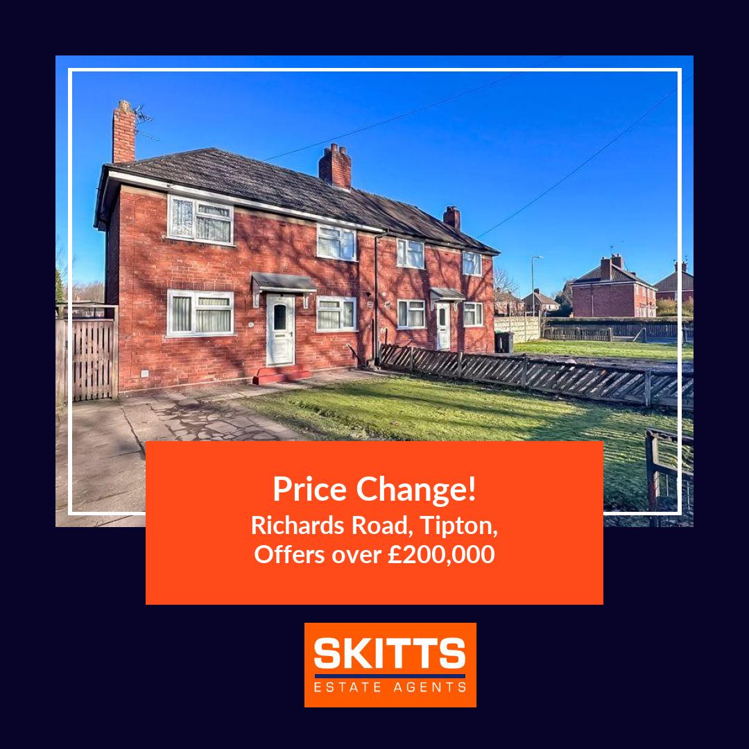 📍Richards Road, Tipton
🏡 3 bed Semi-detached House, Offers over £200,000
onthemarket.com/details/141666…

#skitts #propertyforsale #greatbridge #tipton #dudley #westbromwich