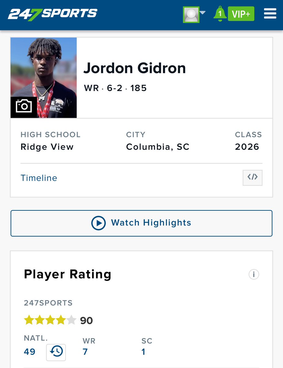Jordon Gidron (@jordongidron) on Twitter photo Extremely grateful to be ranked the #1 Player in South Carolina, the #7 WR in the country and the 49th overall in the Nation by @247sportsโผ๏ธ๐๐๐
Canโt thank my Coaches and Trainers enough for helping me get better everyday!! #WeStayWorking ๐งช๐งช
<a href="/CoachHowardII/">Derek Howard, II</a> <a href="/Coach_AcWhaley/">A.C. Whaley</a> Extremely grateful to be ranked the #1 Player in South Carolina, the #7 WR in the country and the 49th overall in the Nation by @247sportsโผ๏ธ๐๐๐
Canโt thank my Coaches and Trainers enough for helping me get better everyday!! #WeStayWorking ๐งช๐งช
<a href="/CoachHowardII/">Derek Howard, II</a> <a href="/Coach_AcWhaley/">A.C. Whaley</a>