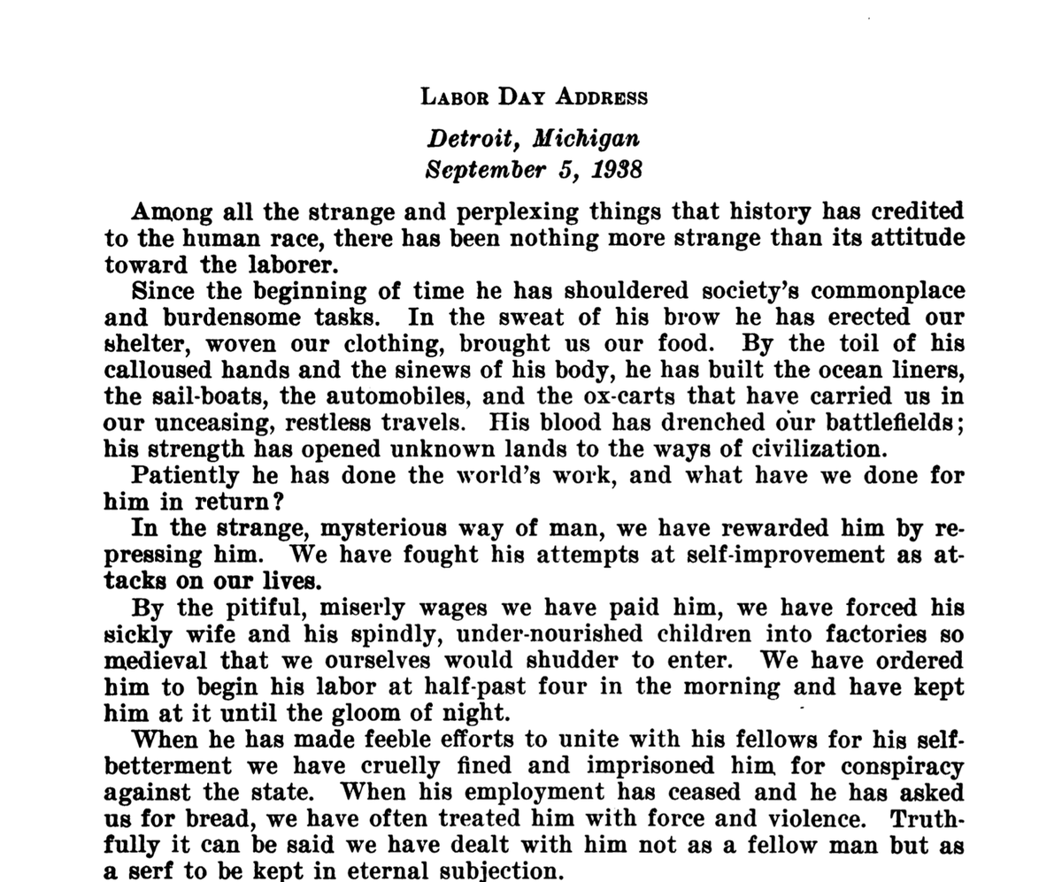 Frank Murphy gave this address while the sitting Governor of Michigan. Some liberals really were made of sterner stuff during the New Deal era.