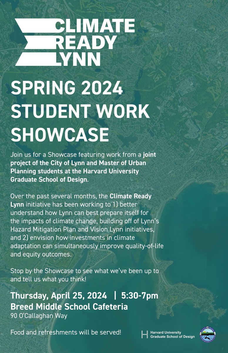 Join us for a showcase featuring work from a joint project of the City of Lynn and Master of Urban Planning students at the Harvard University Graduate School of Design. For more details, see the flyer below.