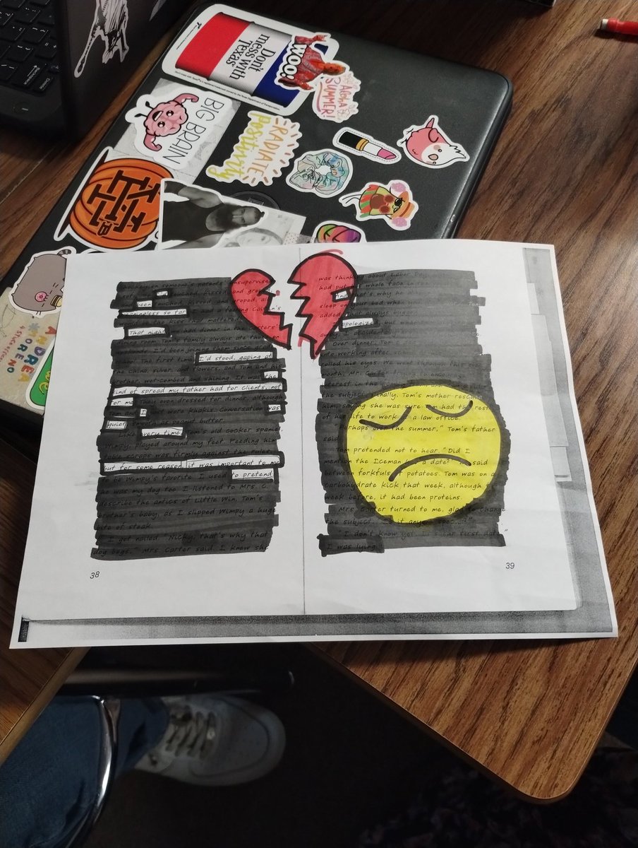 Alvarado01Ms's tweet photo. Blackout Poetry 
@missionechs https://t.co/Hfb3qVYWPo