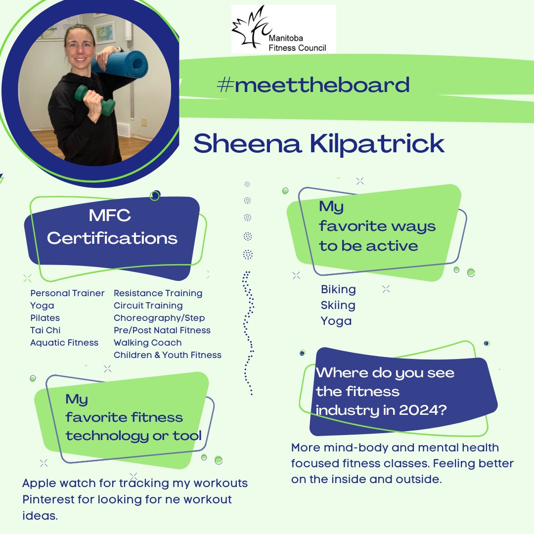 Sheena teaches many of the instructor courses and sits as the Board Chair. Sheena is passionate about promoting the organization and the benefits of certification for fitness leaders. Sheena looks forward to seeing you at the Hecla Conference next weekend!