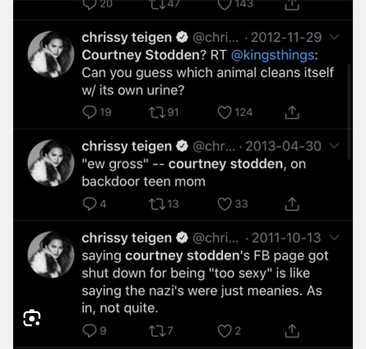 nancytsidley's tweet photo. RETWEET! 
Let’s remind everyone how Chrissy Teigen almost drove a teenager to off herself with relentless online bullying &amp; didn’t apologize until she got called out. 

This is NOT a good look for Meghan. 

#ScamJam #AmericanRivieraOrchard #MeghanMarkleIsABully @StephanieSidley https://t.co/o3RYDIIgu0