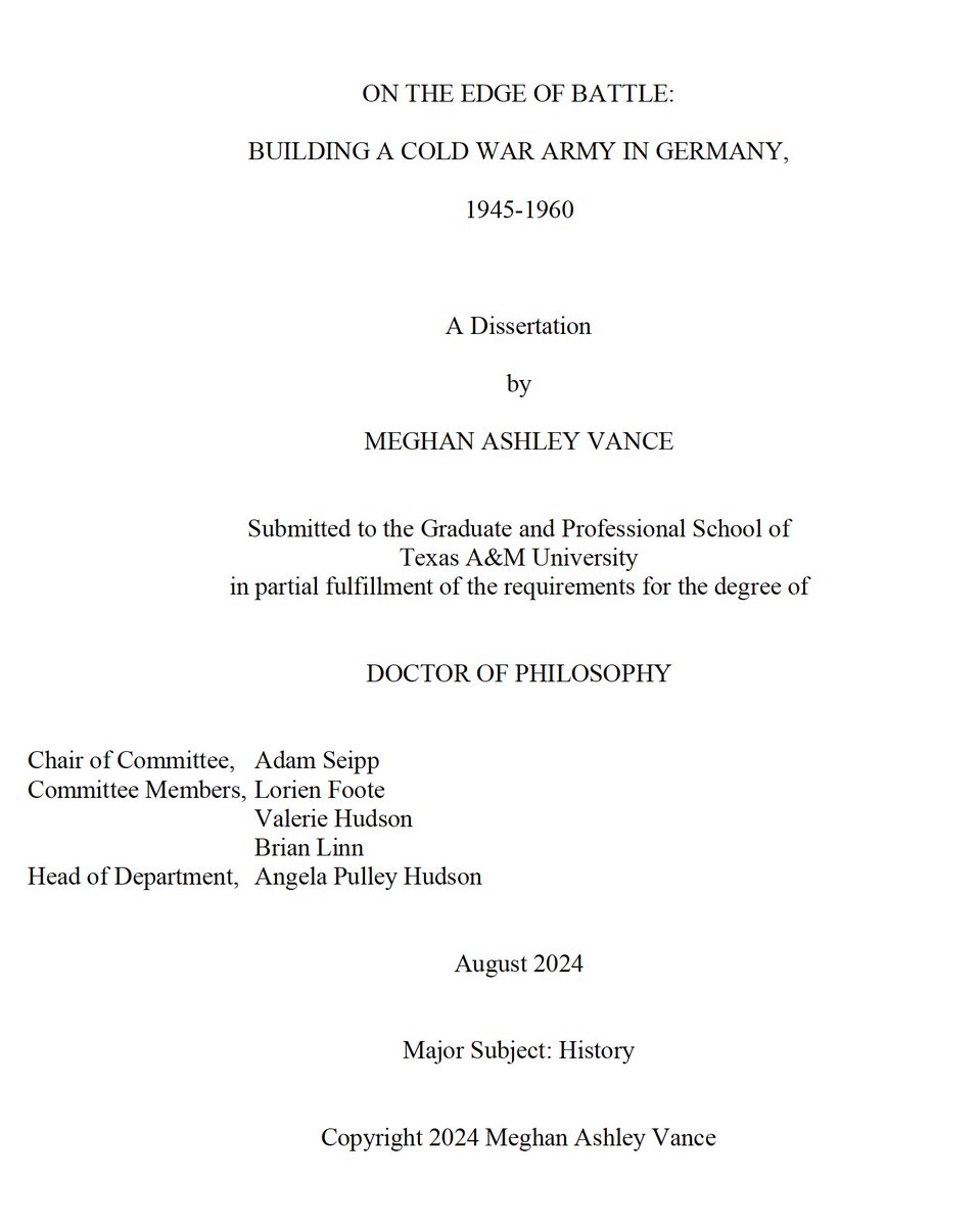 What do 6 years, 4 amazing committee members, 2 dedicated grad buddies, and 1 global pandemic make? The honor I get in sharing that I have successfully defended my dissertation for a PhD in Military History @tamu under the guidance of @AdamSeipp!