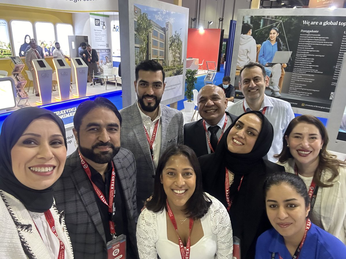Mouzughi's tweet photo. Practising my selfie skills and capturing all the smiles from the @birminghamdubai team this morning as we kicked off the @GETEX1 … We are in Hall 1 - come find us!   Looking forward to seeing some of you there over the next couple of days. https://t.co/lhy2Saw9zN