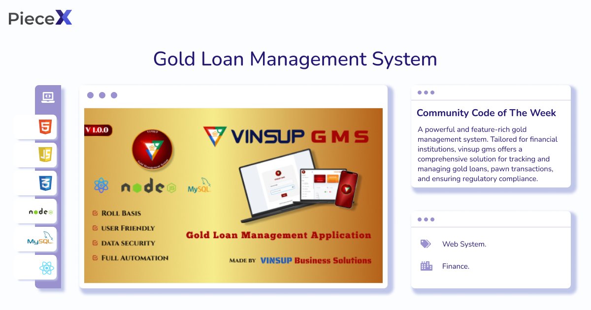 piecex_com's tweet photo. Unlock the potential of gold loan management with Vinsup GMS π Tailored for financial institutions, this powerful Gold Management System offers comprehensive tracking and management of gold loans. πΌπ
https://t.co/ykywy4oo7b
#GoldManagement #FinancialInstitutions #VinsupGMS https://t.co/6yfgQxPkdV