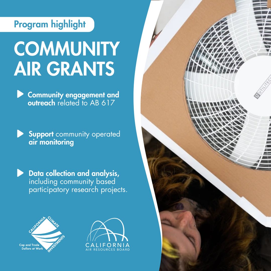 The @AirResources Community Air Grants is the first-of- its-kind statewide effort toward community air monitoring and community emissions reductions. Funded by #CAClimateInvestments to serve communities most impacted by air pollution 👉 bit.ly/capp-cag 📸@SaferTogetherSF