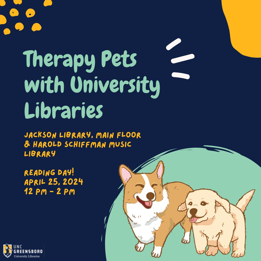 TOMORROW in Jackson and HSML: Therapy Pets! Join us from 12pm to 2pm!
