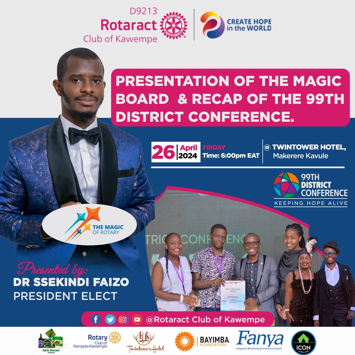 There is always a fresh start. Embracing a new perspectives and a new beginning. Join us this Friday as Magic president Dr ssekindi faizo takes his thru his magic board . #Rotary #Rotaract