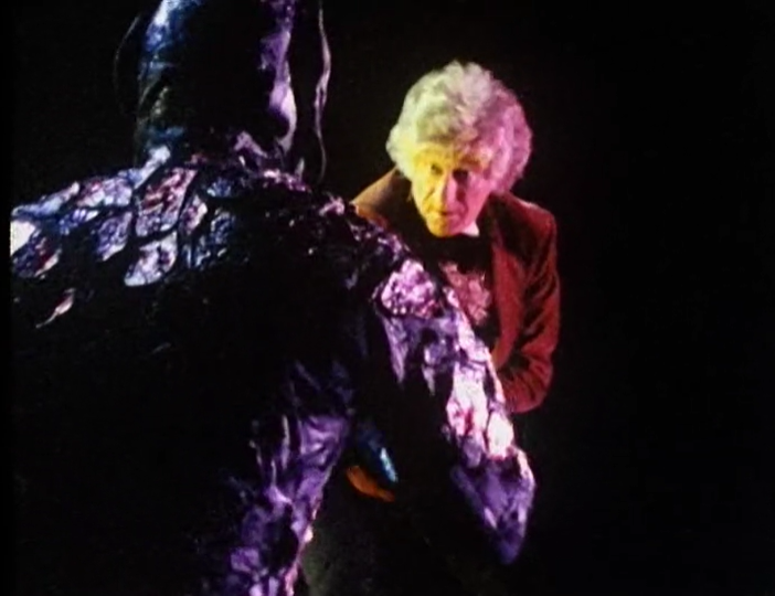 DWUDatabase's tweet photo. Just like in Curse of Peladon this overly long fight sequence is probably my least favourite part. Just because it is the dark side of Omega's mind doesn't mean we have to play it out in slow motion (that makes it even worse) #DoctorWho #ThreeDoctors https://t.co/ILtRBGZiWE