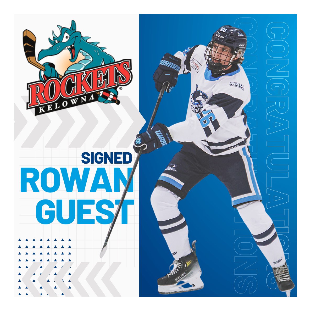 We’re so proud of #U18Prep Captain Rowan Guest, for signing a @TheWHL Scholarship & Development agreement with the @Kelowna_Rockets!