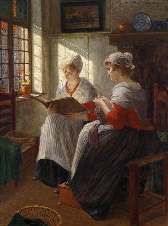 🎨Walther Firle (1859–1929) Two Girls at the Window, 1903