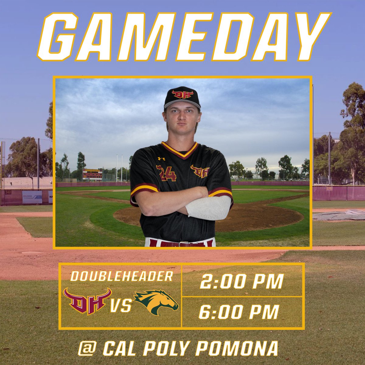 Gameday! @CSUDHbaseball continues their series against Cal Poly Pomona in Doubleheader today. ⏰: 2 pm & 6 pm 📍: Pomona, CA 📺: ccaanetwork.com 📊: bit.ly/3wcf06X