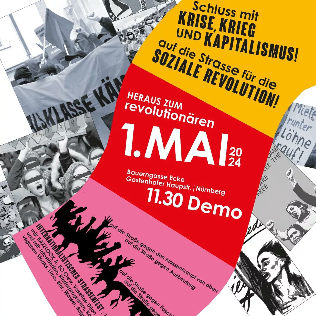 Am #1Mai gehts rund!
 Wir besuchen die DGB-Demo (10:00 Aufseßplatz) und beteiligen uns an der revolutionären Demo mit einem Kinderblock für alle Kinder und Eltern (11:30 Bauerngasse). Gemeinsam gegen kinderfeindliche Politik, Ausbeutung und Militarisierung!

+Danach Straßenfest🎈