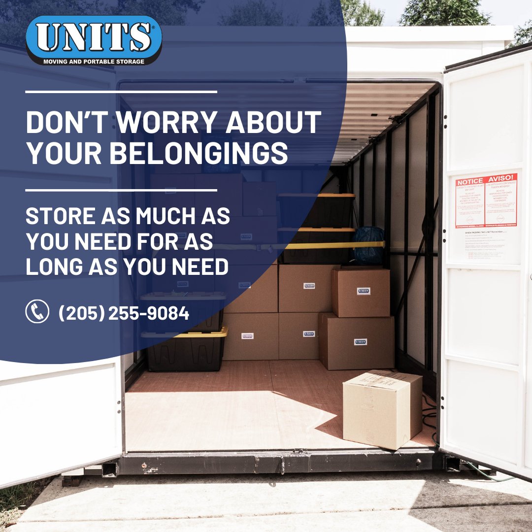 With UNITS, there's no need to stress about space or time constraints! Learn more: unitsstorage.com/birmingham-al/…

#UNITS #UNITSStorage #portablestorage #storage #storagefacility #climatecontrol #declutter #storagesolutions #Birmingham #Alabama