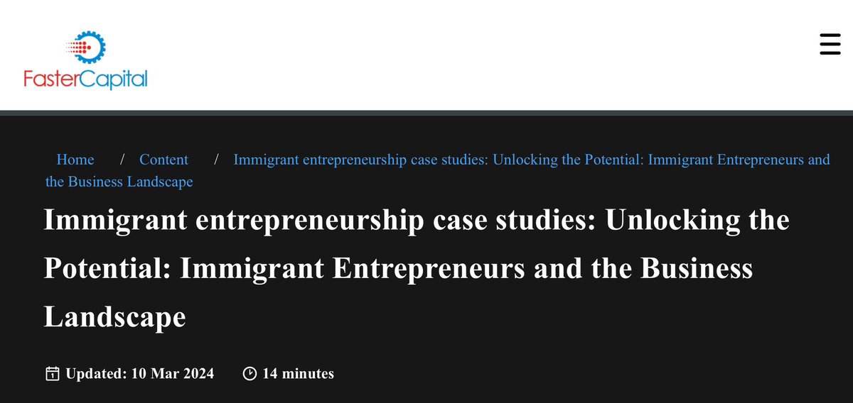 It's a pleasure to be featured as a case study on #immigrants #entrepreneurs by @FasterCapital, the #1 global online #incubator / #accelerator which helped more than 500 #startups raise $1.8B+, and it has invested $563M+ in 226 #startups worldwide. Read👉 fastercapital.com/content/Immigr…