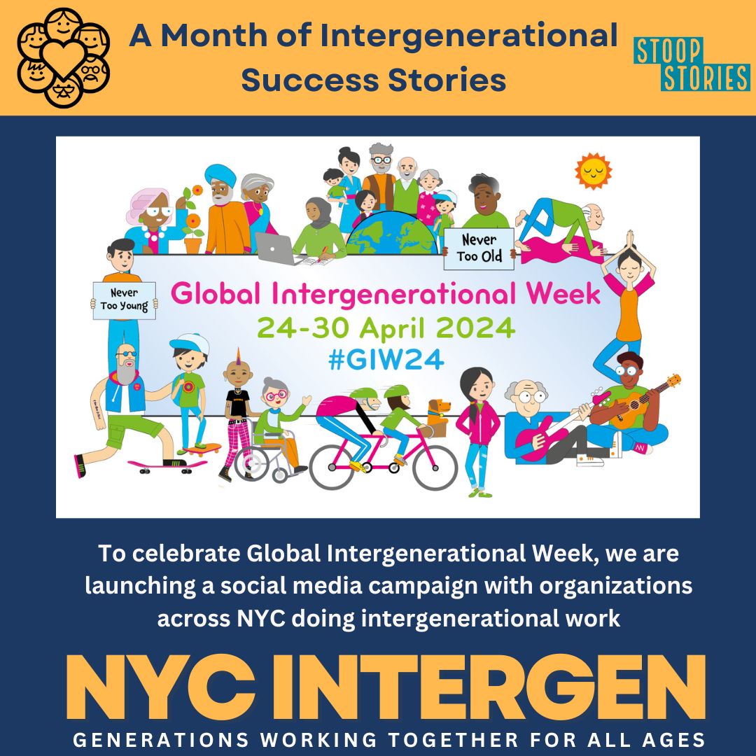 This #GlobalIntergenerationalWeek, #StoopStories is honored to join NYU Silver School of Social Work's Center for Health and Aging Innovation to celebrate all of the amazing cross-generational work in NYC! #GIW24 #NYCIntergen #GlobalIntergenerationalWeek
#GIW24 #NYCIntergen
