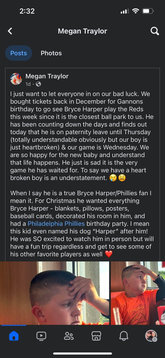 Frye611's tweet photo. @bryceharper3 anyway you could help this little dude out? 

Congratulations by the way! https://t.co/xUopXsxFU6