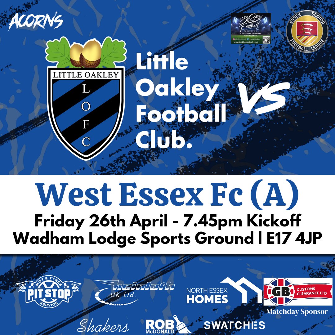 The curtain falls on another season in the ESL for the Acorns when we head to Wadham Lodge Sports Ground this Friday night to face @westessexfc Come on you ACORNS !!!! ⚫🔵🌰⚫🔵