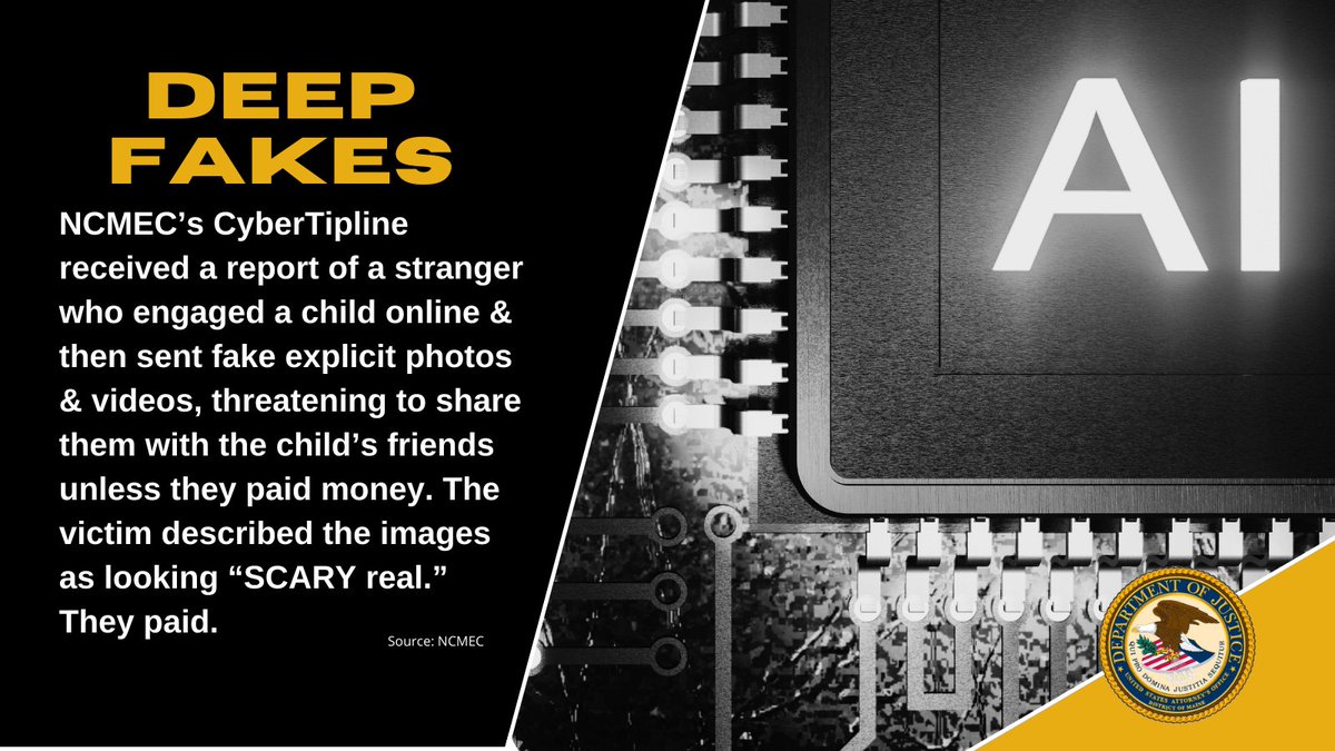 A7. Generative AI can be used to create explicit “deep fakes” using real images & videos, causing real harm to the children depicted & their families. Protect yourself by limiting images you share online, especially on publicly facing sites. #CAPM24