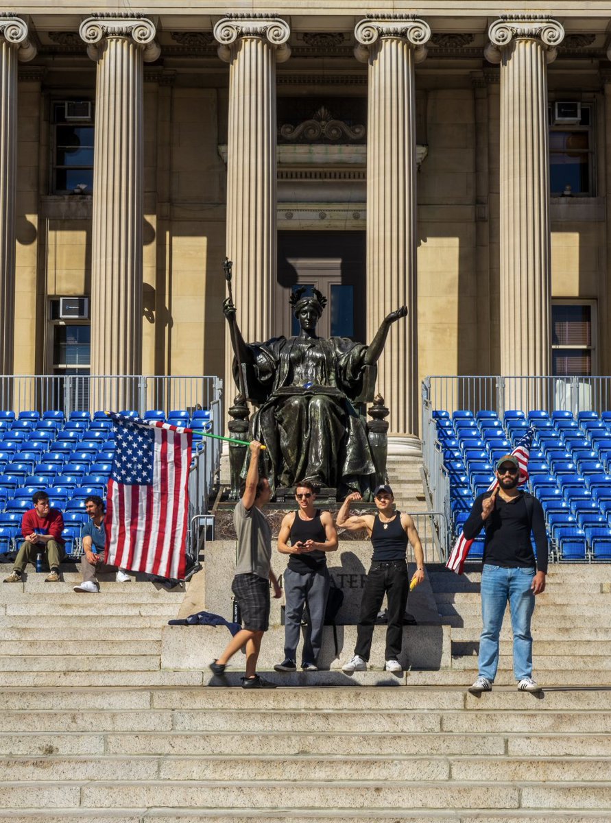 As you see everything unfolding at @Columbia and other U.S. campuses, I want you to remember one thing: This is not just about Israel. This is about democracy and Western values. Yesterday, a group of American students who are U.S. vets stood up against the pro-Islamic Jihad