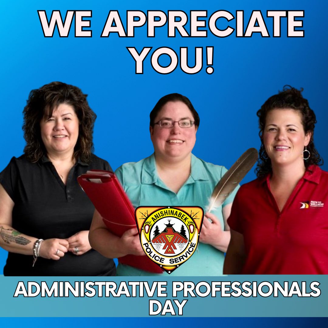 APScops's tweet image. Happy Administrative Professionals Day! Today we shine a spotlight on the many incredible administrative professionals that work for APS. Chi miigwech for all that you do. #apscops #miigwetch #Thanks #AdministrativeProfessionalsDay