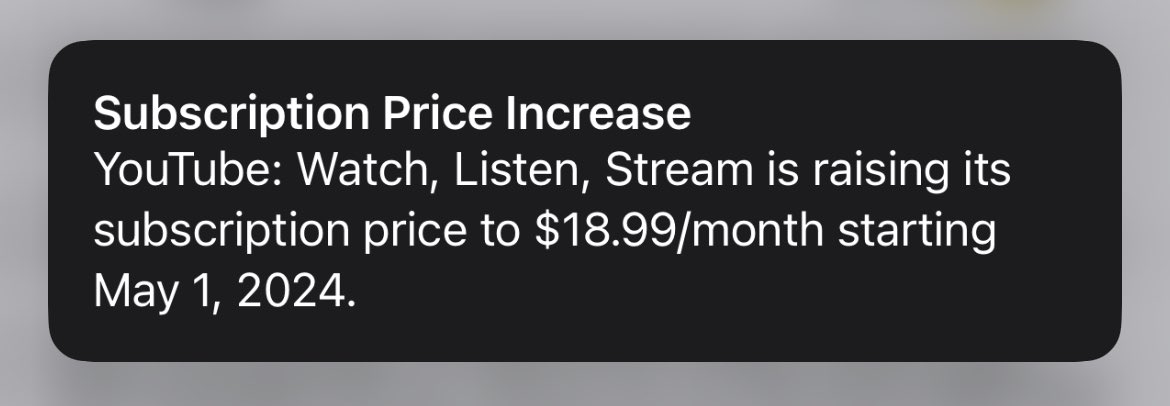 UnitOfPasta's tweet image. After being a YouTube Premium member for pretty much a decade, I’m ending my subscription.

This is absolutely abhorrent.