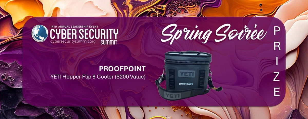 CyberSummitIntl's tweet image. We're Counting Down to tomorrow's Spring Soiree. Thanks to a Ring-A-Ding-Ding Prize
and Summit Sponsor
@proofpoint  for this sassy YETI Hopper Flip 8 Cooler
Get Your Ticket today at &amp;gt; eventbrite.com/e/vintage-vega…
cybersecuritysummit.org
#SpringSoiree
#allinfornext
#css14
