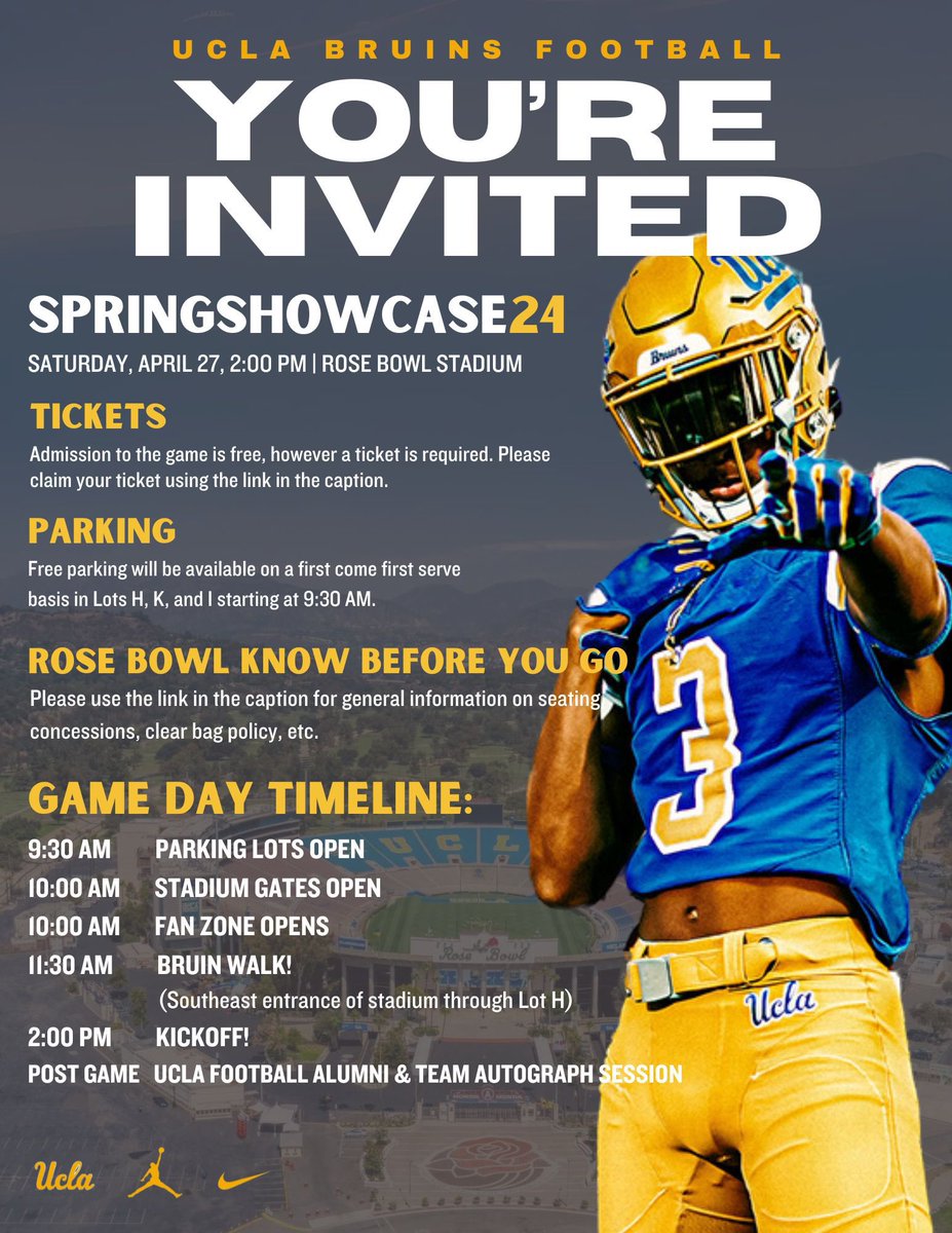 Two things I’m taking away from this for the #UCLA Spring Showcase:
1. “Bruin Walk” appears to be back.
2. There will be a FB alumni autograph session.

Foster knows how to bring back the people: