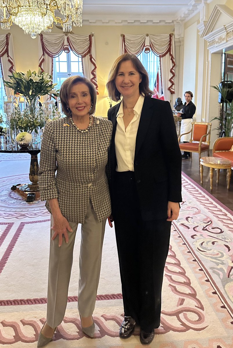 AnnaMcMorrin's tweet photo. A pleasure to meet @SpeakerPelosi at the reception this evening at Winfield House to discuss US / UK relations and the importance of working together as we witness great change and challenges globally 🇺🇸 🤝🇬🇧 https://t.co/ibPenIZJ5a