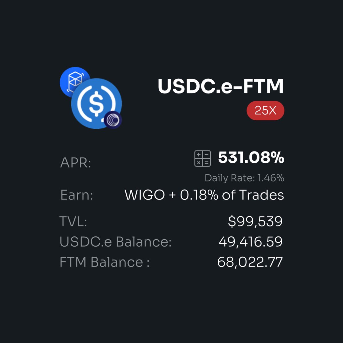 Just hours after announcing our USDC.e farm on @WigoSwap, a massive $100,000 flooded into the liquidity pool. The incredible response from our amazing #DeFi community is truly humbling.

The farm is still fresh - who's next to stake their tokens and earn rewarding yields? 

Join