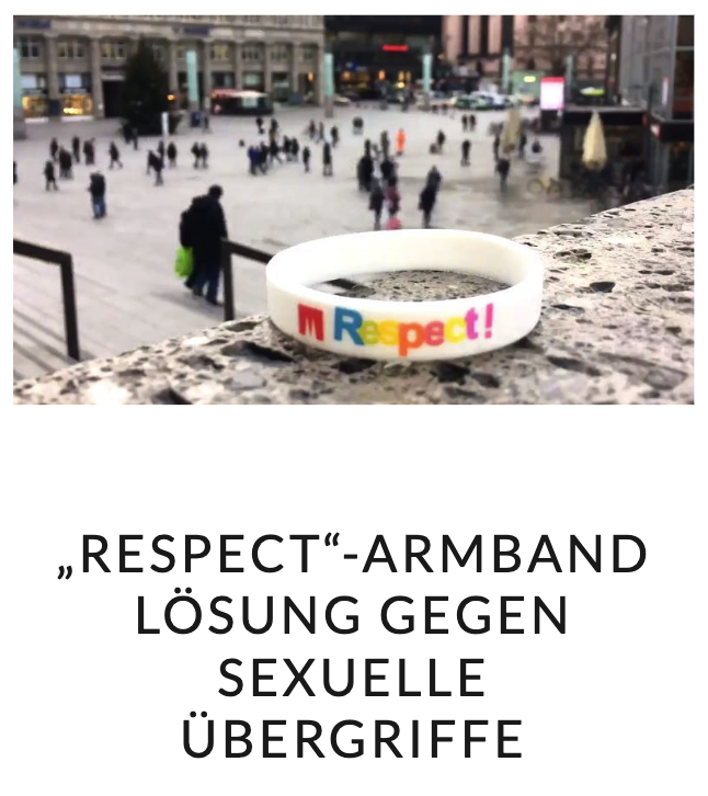 Regierung: Es gibt keine Probleme. Auch Regierung: Hier, ein Klebetattoo und ein Armband, dann fasst dich auch keiner an. Oder so. Was wird's dieses Jahr: Anti-Grabsch-Tattoo oder Respect-Armband?