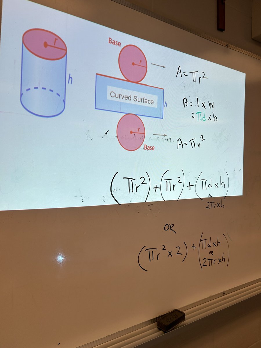 MirellaDev's tweet photo. Ss in Ms. Sferlazza &amp; Ms. Courchesne’s classes explored surface area of a cylinder. The purpose of the minds on activity was for Ss to determine which picture represented the net of a tall cylinder. Ss then explored how to arrive at SA &amp; worked in groups to solve related problems https://t.co/bNVLhimmcr