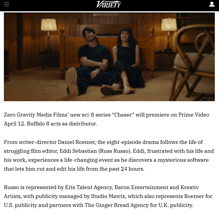 Zero Gravity Media Films’ new sci-fi series “Chaser” now on Prime Video... variety.com/2024/tv/news/e… @russrusso