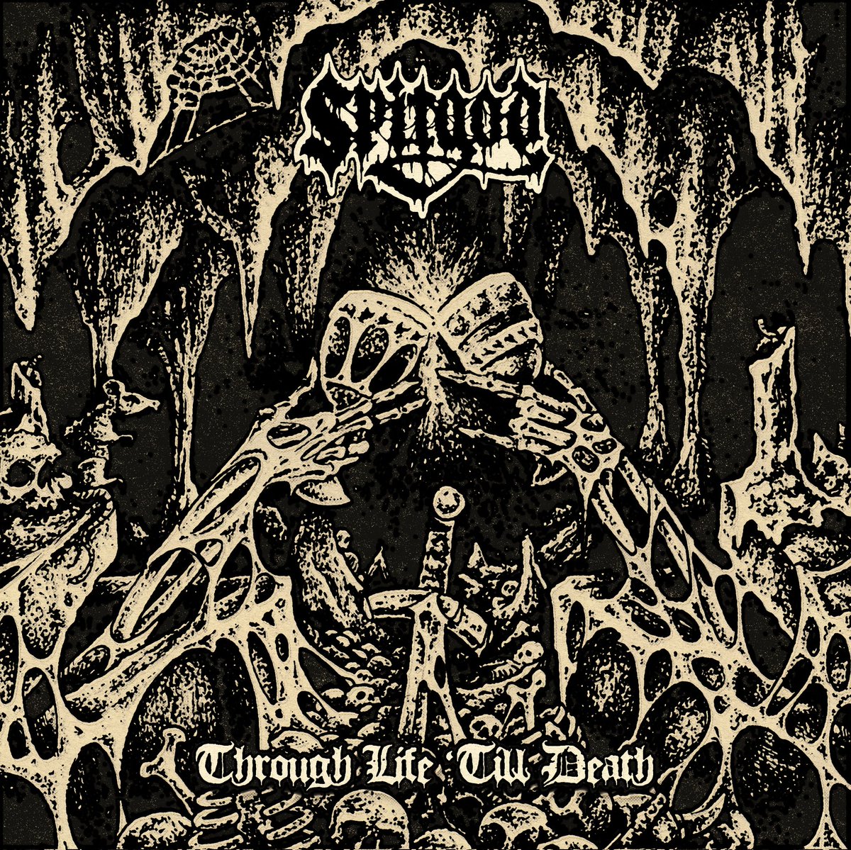 ⚡ Here it is, SPITGOD's cover art for the upcoming debut CD EP 'Through Life 'till Death' (by Miguel Serra). 6 tracks of straightforward Death/Punk and Blackened Thrash, set for release next May 24th, via #GruesomeRecords. #Spitgod #DeathMetal #Punk #ThrashMetal #Metal