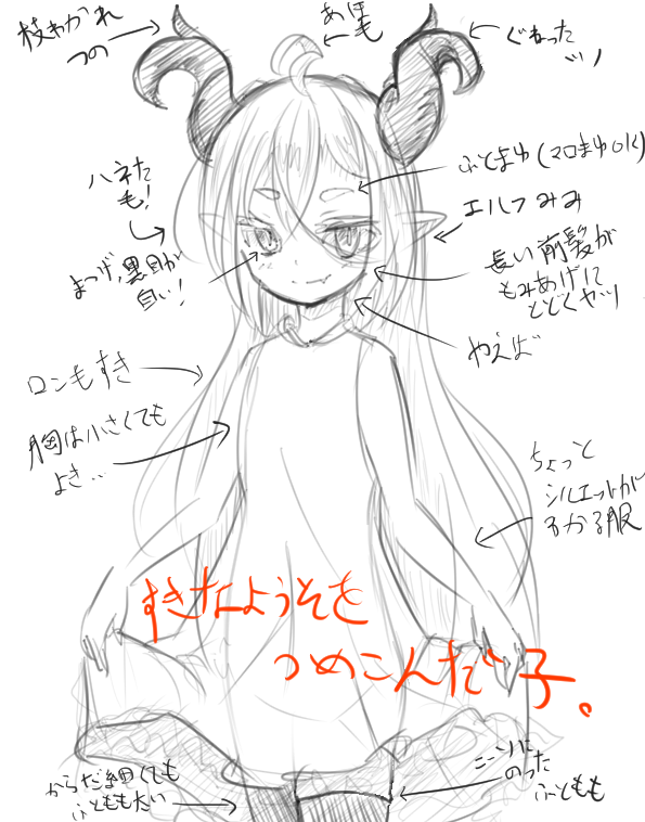 好きな要素詰め込んだ子ちゃん描いた。
これ何個か当てはまる子は大体好き。 